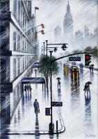 Fifth Avenue Rain by John  Duffin